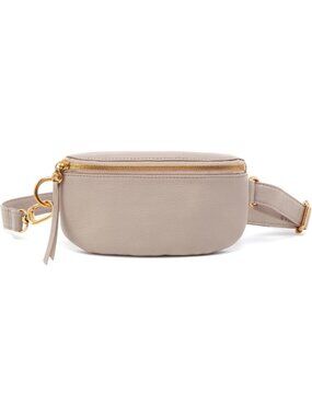 Taupe Leather Convertible Crossbody Sling Belt Bag - Lightweight, Adjustable
